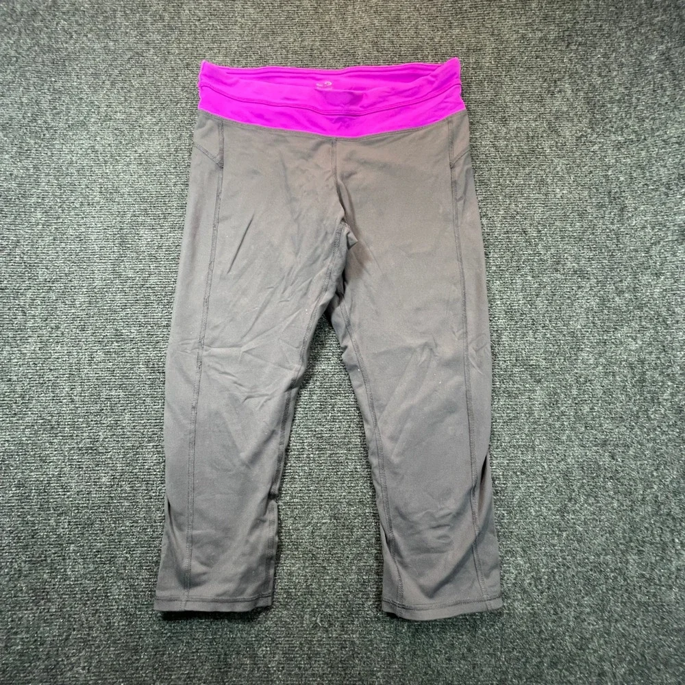 Champion Duo Dry Leggings Women Large Grey Purple Capri Workout Yoga Athletic